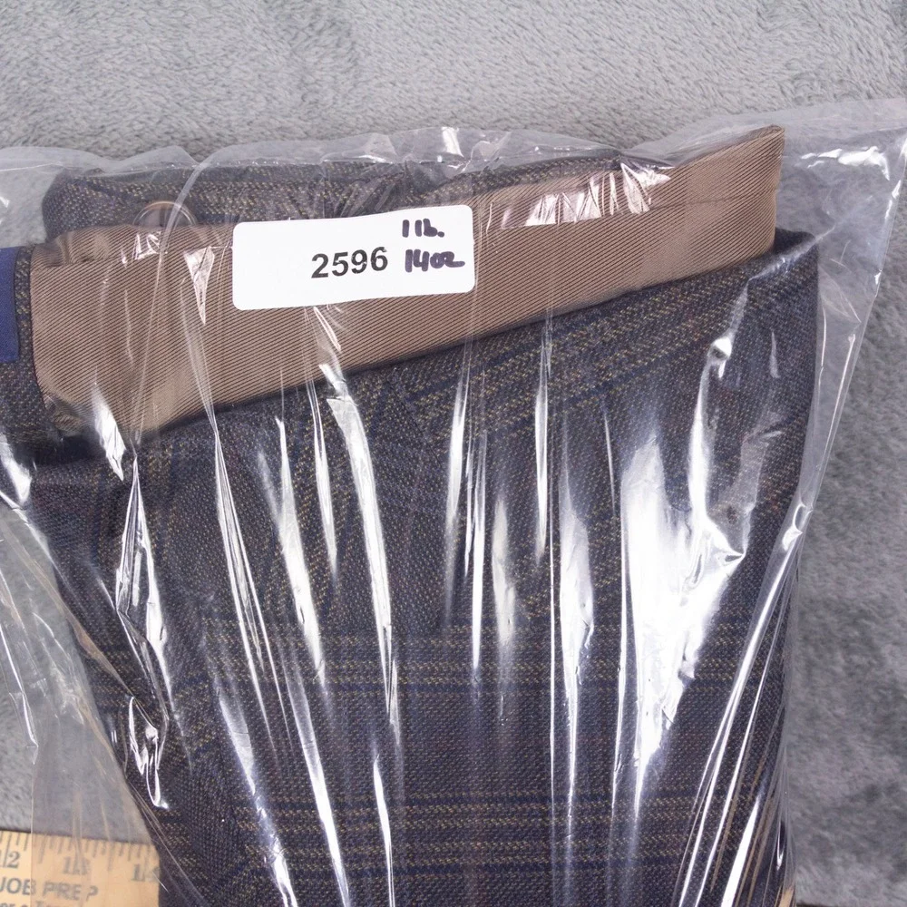 Stafford Sport Coat Blazer Mens 42R Slim Fit Brown Plaid Suede Elbow Patches